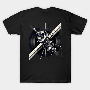 Celestial Navigator | Geometric Satellite Vector Tee T-Shirt